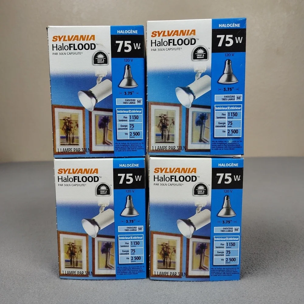 Sylvania Halo Flood Par 30 Light Bulbs 75W 4 Pack 50⁰ Wide Indoor Outdoor 3.75